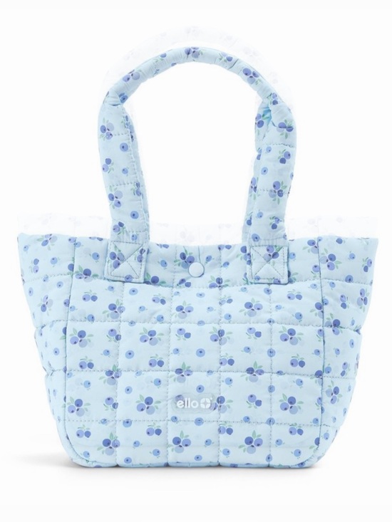 Ello Handbags - ELLO PUFFER LUNCH TOTE in a blue blueberry pattern